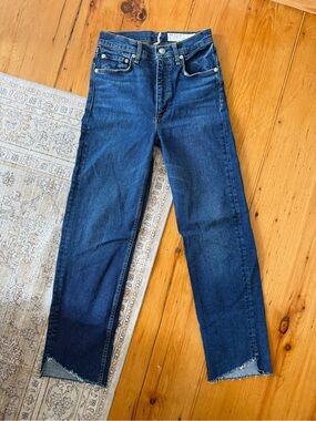 rag & bone Harlow mid-rise straight jeans in marine (25)